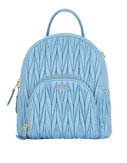Matelasse Backpack, Leather, Blue, MII, DB, 3*